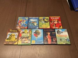 Kinder DVDs. Shrek 1-3, Findet Nemo, Toy Story, GhiBli-Filme