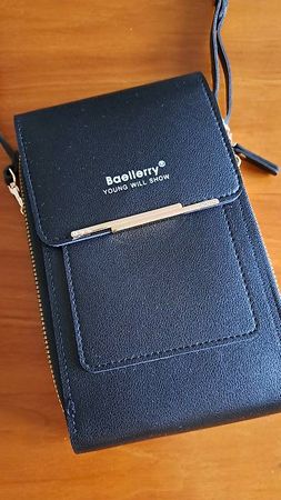Handytasche, Leder schwarz, mit Platz für Weiteres