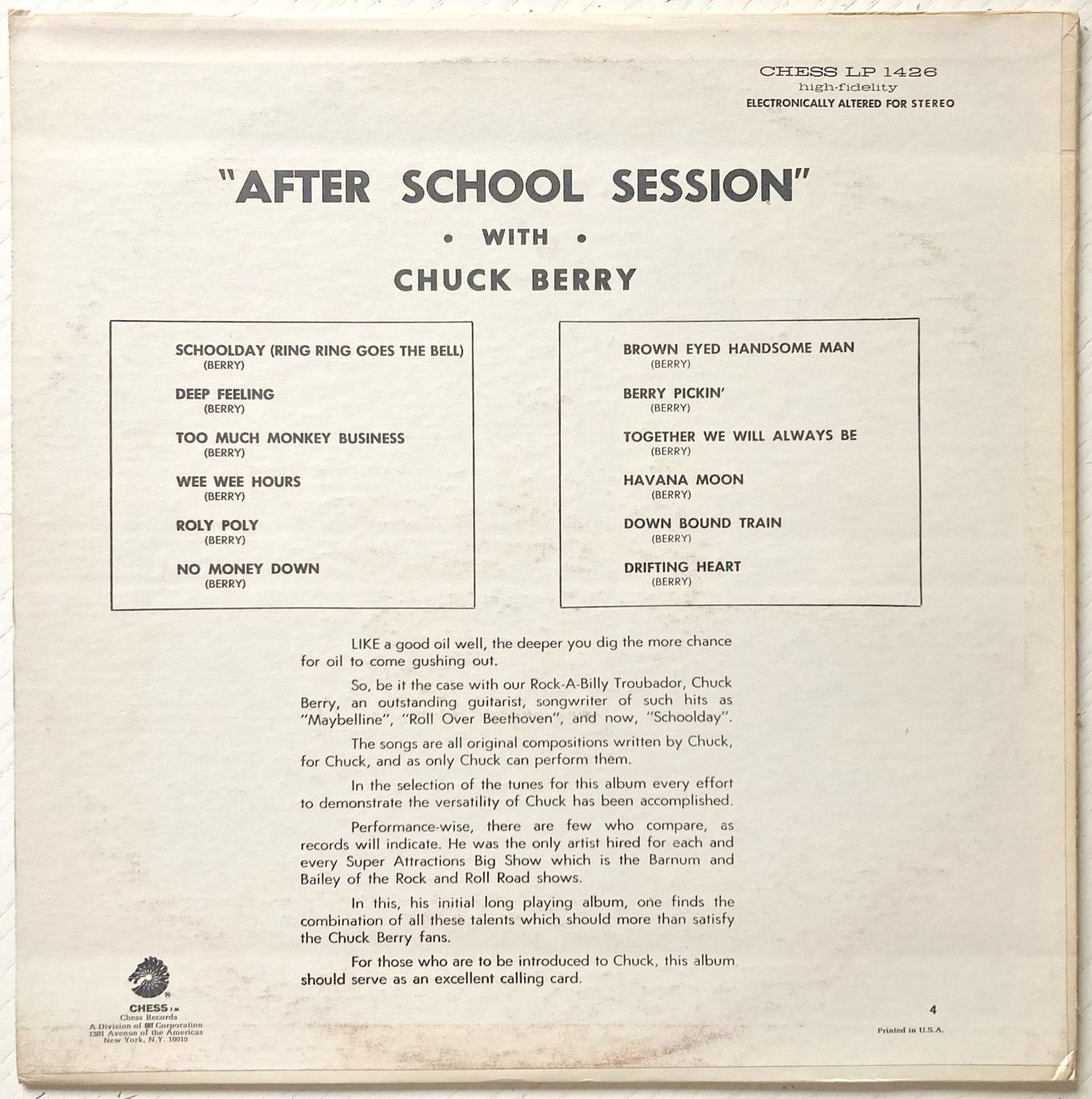 Dischi in vinile: CHUCK BERRY - AFTER SCHOOL SESSION – Usato da Bottens venduto da hotter-than-hell 1