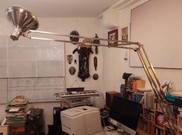 Bürolampe extragross, Armlänge 2x110cm, 27cm Durchmesser