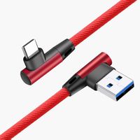 Câble nylon solide type C USB Coudé 90 Degrés - 2M