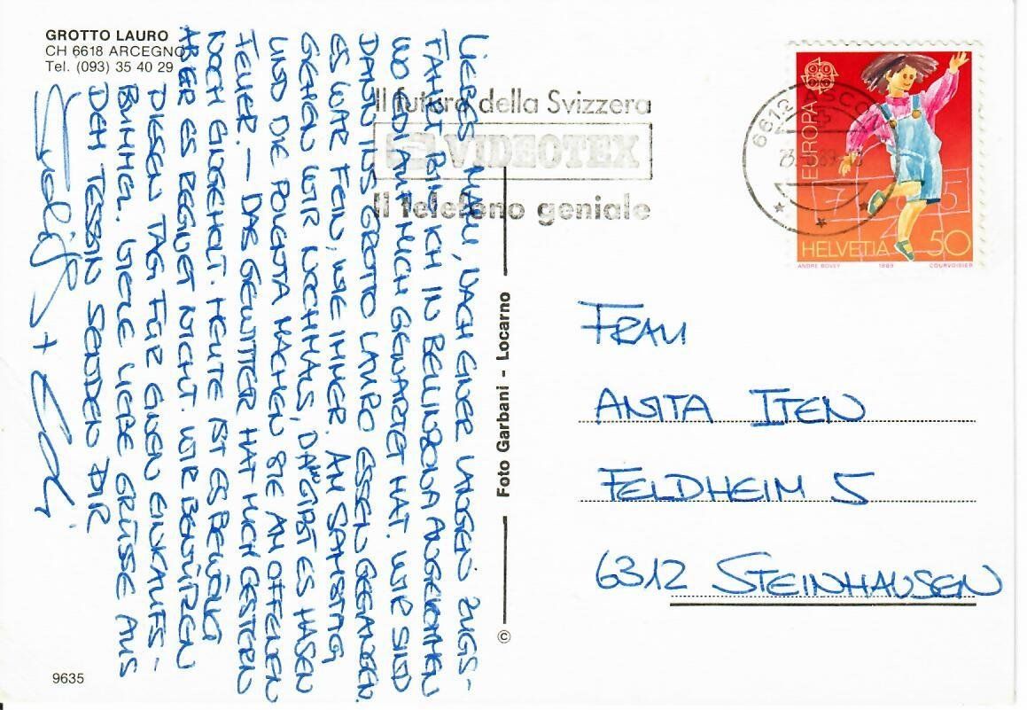 Cartoline postali: Grotto Lauro Arcegno – Usato da Hochdorf venduto da Ziegel-16 1