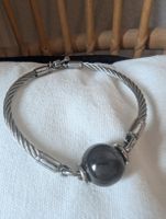 Stainless Steel Bracelet with Black Pearl