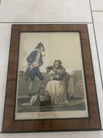 kolorierter Kupferstich“Marché d'Eau de Vie" gerahmt
