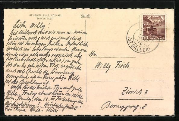Cartes postales: AK Krinau, Hotel-Pension Auli – D'occasion à Berlin par bartko-reher 1