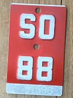 SO 88 - VELONUMMER - FAHRRADSCHILD - PLAQUE DE VELO - SO 88