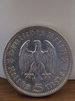5 Reichsmark Deutsches Reich 1936 Hindenburg Silbermünze