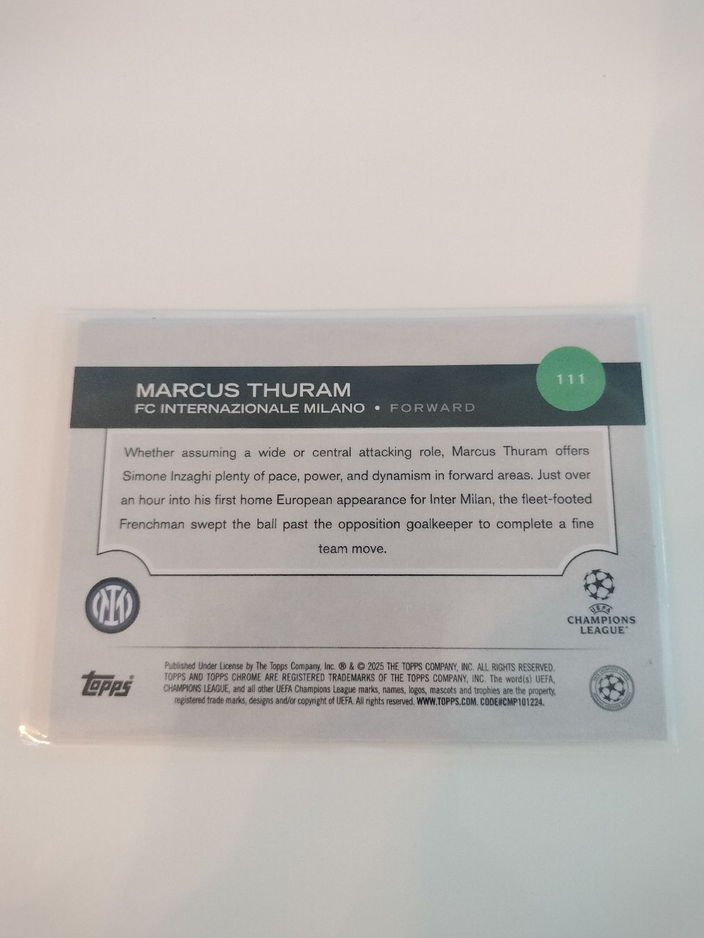 Topps Cartes à collectionner: Trading Card Marcus Thuram Inter Chrome – Neuf (Voir description) à Niederhasli par N8155 1