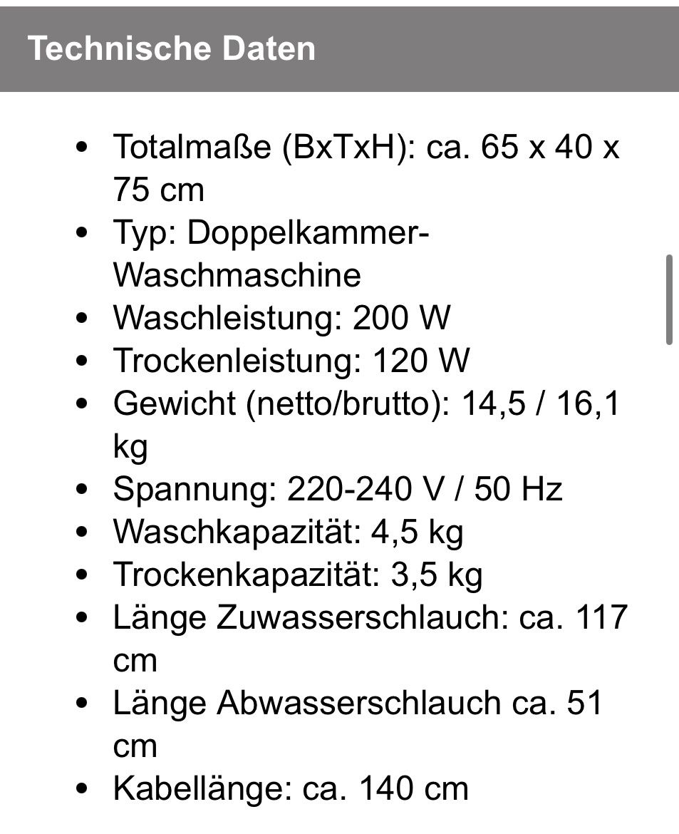 Lavatrici: Mini Waschmaschine mit Wäscheschleuder Mini – Nuovo e nell'imballaggio originale da Hefenhofen venduto da Hallo5 5