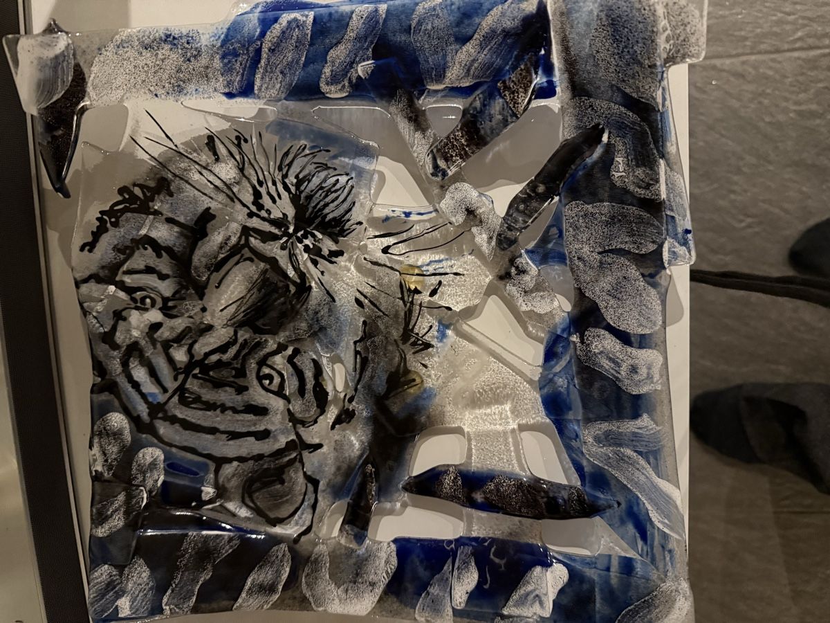 Bicchieri: Glasschale Tigerkopf, Handarbeit, einzigartig, – Usato da Schüpfen venduto da Manuk007 1