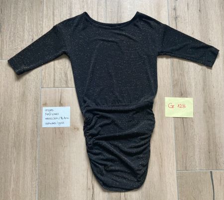Schwarz-gold enganliegendes elastisches Festkleid Gr. 128