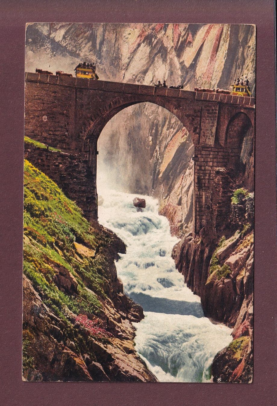 Ansichtskarten: Gotthardbahn - TEUFELSBRÜCKE - Postkutsche – Gebraucht aus Pully von nicecards