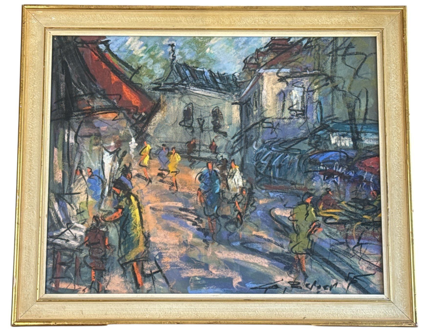 Gemälde: Tableau Rue Animée Signé "CURT Georg BECKER" Encadré – Gebraucht aus Monthey von 187-zeroo