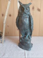  Schöne Eule Skulptur Statue Bronze Optik Garten Deko 37 cm