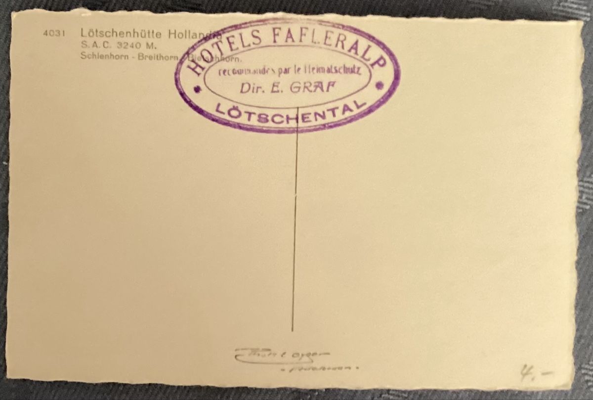 Cartoline postali: Lötschental, Hollandiahütte – Usato da Reinach BL venduto da Linda013 1