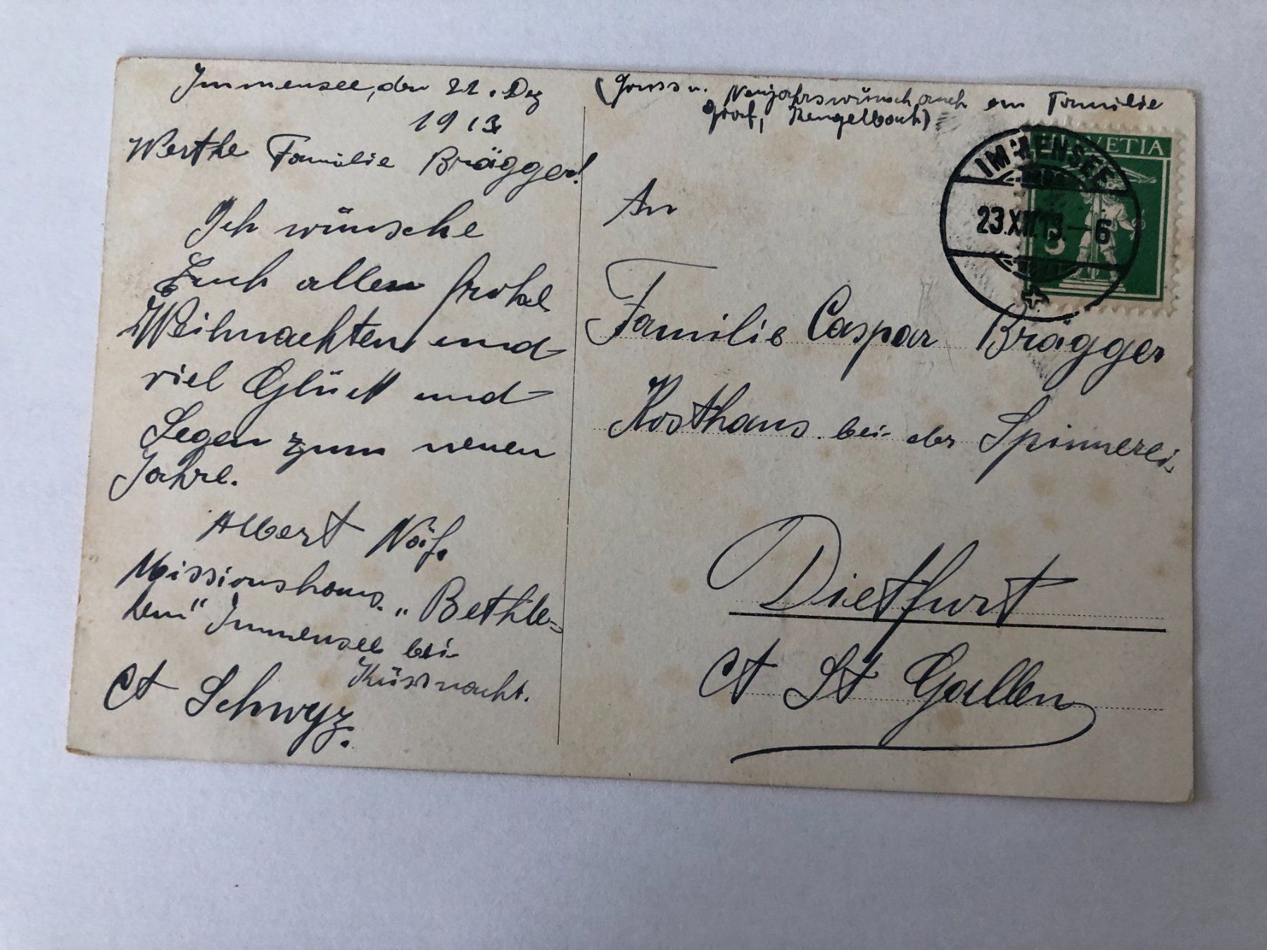 Ansichtskarten: Engel mit Jesuskind 1913 – Gebraucht aus Pfäffikon ZH von Waltoversand 1
