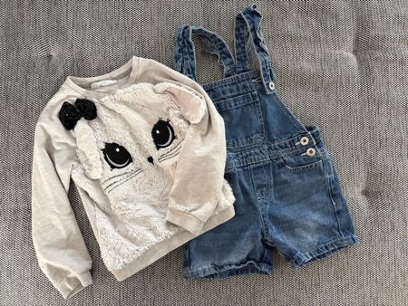 Set: Pulli & Jeans Träger-Short, Gr. 110/116