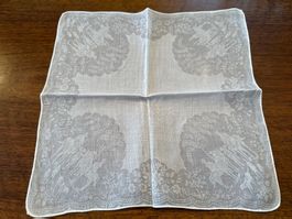 Taschentuch mit Reiter-Motiv weiss gebraucht Zustand
