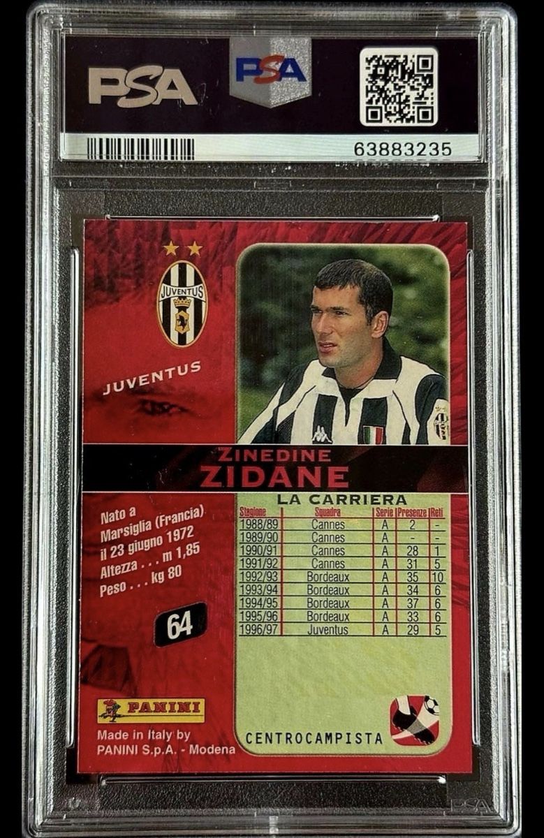 Panini Carte collezionabili: Panini 1997 Calcio Zidane PSA 9 – Usato da Birr venduto da stantheman1919 1
