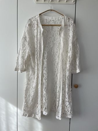 120% LINO Spitzen-Cardigan/Kimono Weiss – Gr. 44 (IT), Boho