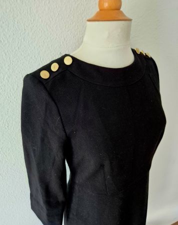 KLEID DRESS HALLHUBER DONNA 38 M SCHWARZ GOLD KNOPF TOP