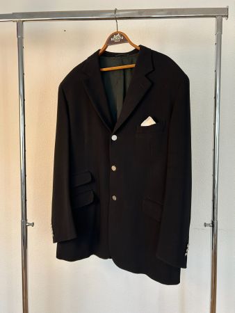 Hermès Black Silver Button Blazer