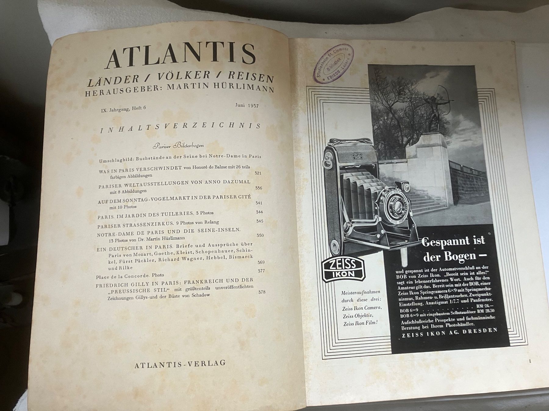 Riviste & Magazine: Atlantis Heft 6 Juni 1937 – Usato da ZUERICH venduto da Carolus1 1