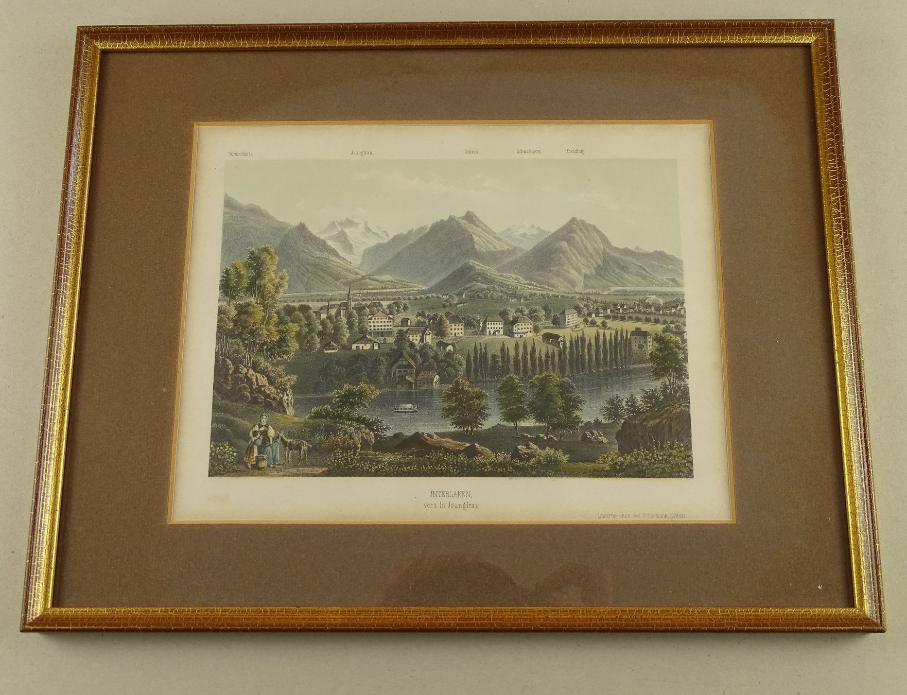 Incisioni: INTERLAKEN, LITHOGRAPHIE UM 1850 – Usato da Grüningen venduto da Kartensammler