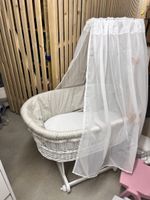 Stubenwagen Babywiege aus Korb – inkl. Himmel, Matratze & Ge