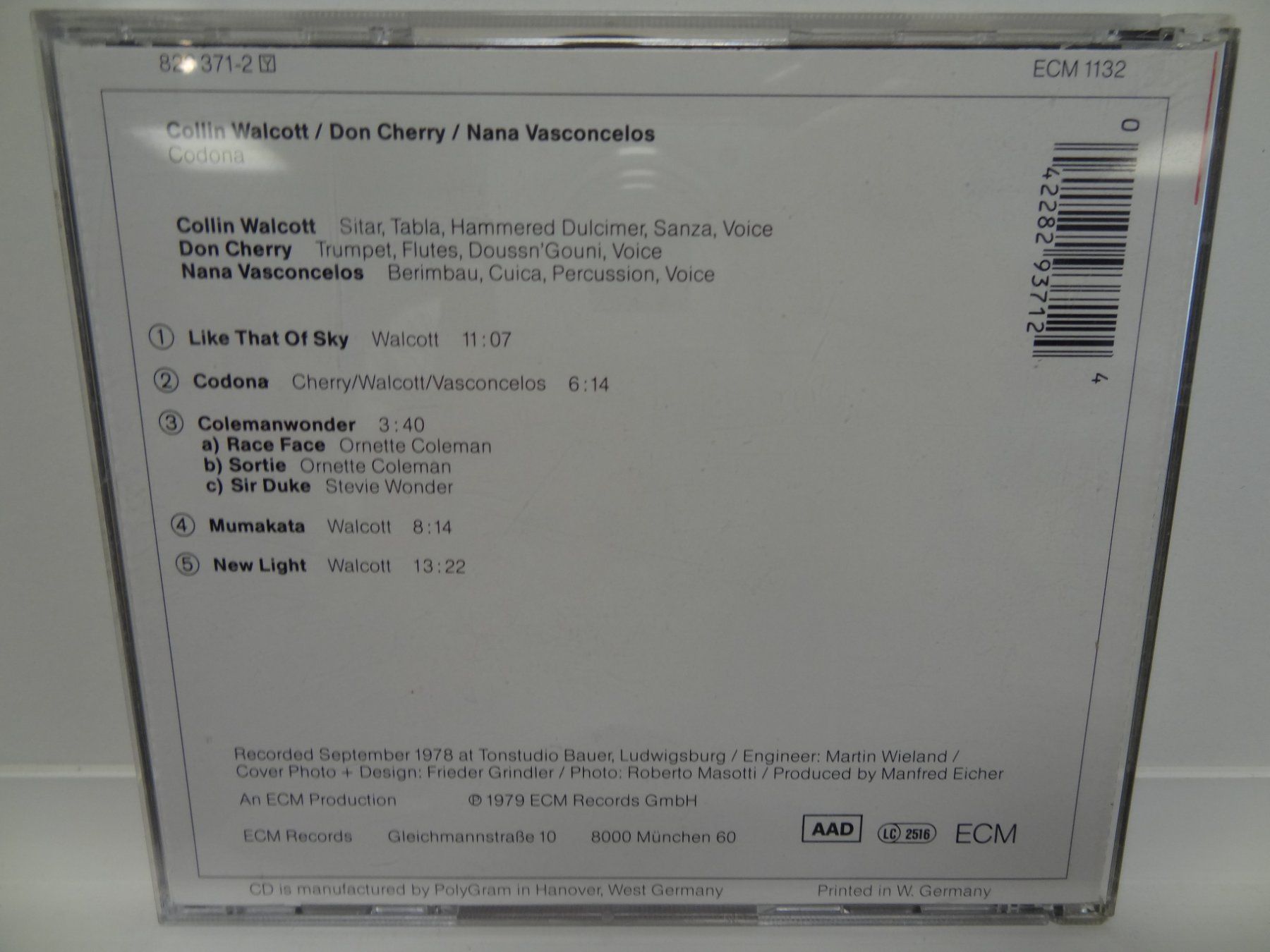 CDs: Collin Walcott, Don Cherry, Nana Vasconcelos - Codona CD – D'occasion à luzern par musicandart 1