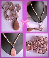 SALE STEINKETTE EDELSTEINKETTE RHODONIT SWAROVSKI STYLE