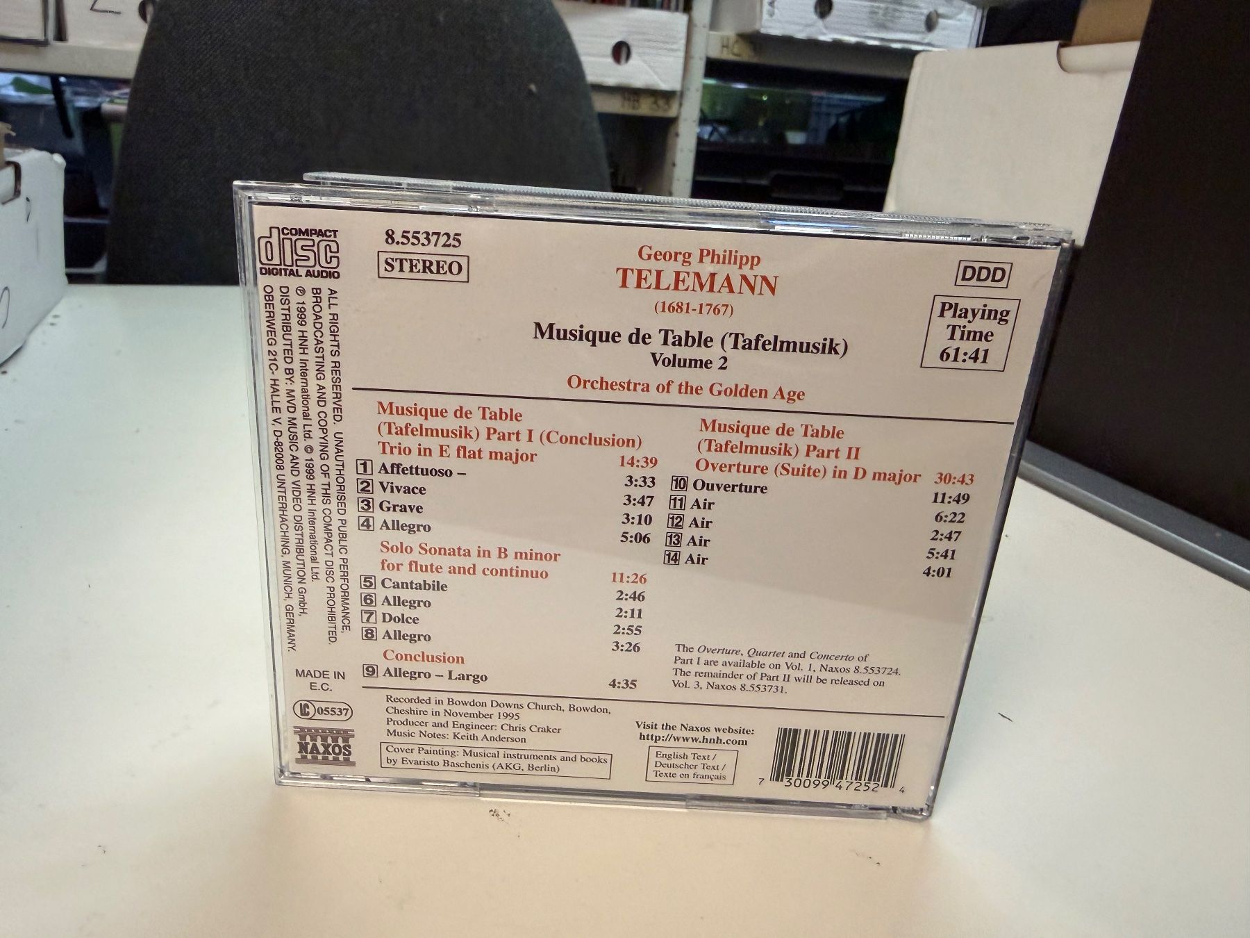 CD: Telemann - Tafelmusik Vol. 2 - HG41D – Nuovo (secondo la descrizione) da Küsnacht ZH venduto da swisssales.net 1