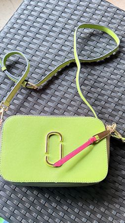 Saffiano Leder Tasche Grün-Pink Camera Bag Crossbody Style
