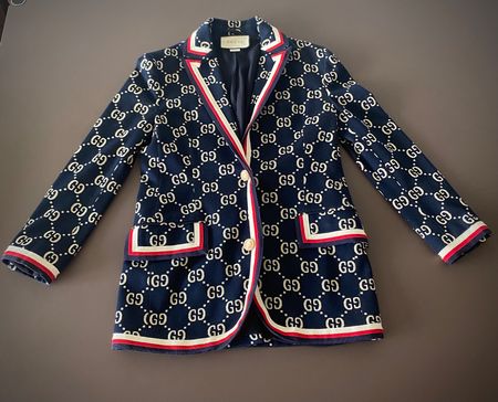 Gucci GG Supreme Knitted Blazer and Pants in Blue