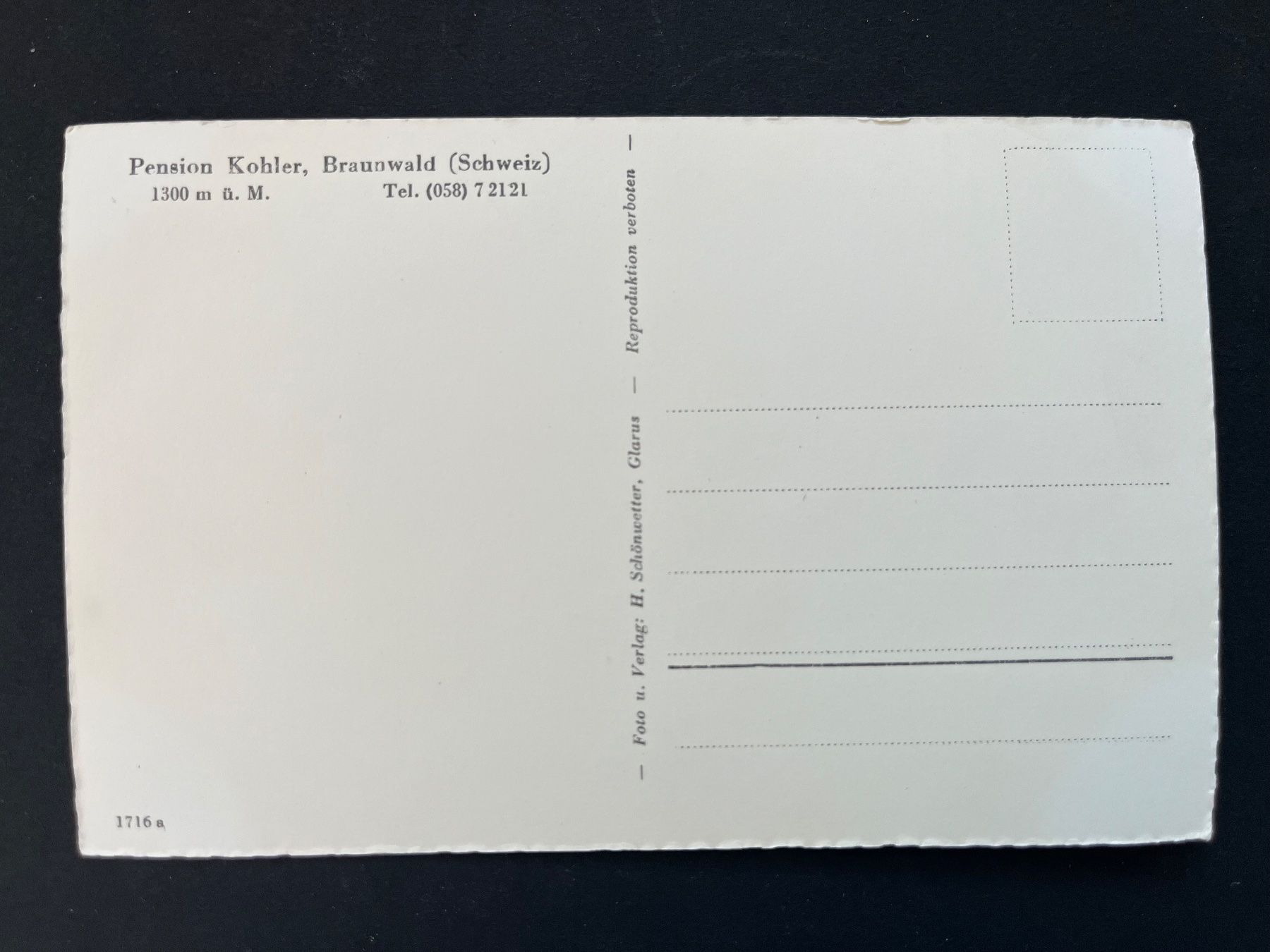 Cartoline postali: Pension Kohler, Braunwald, ca. 1950 – Usato da Ostermundigen venduto da DaxKarten-75 1