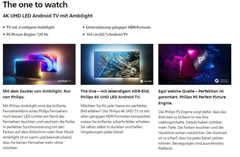 Philips The One 65PUS8807/12 Dolby Vision + HUE NP Fr. 1200 | Kaufen ...