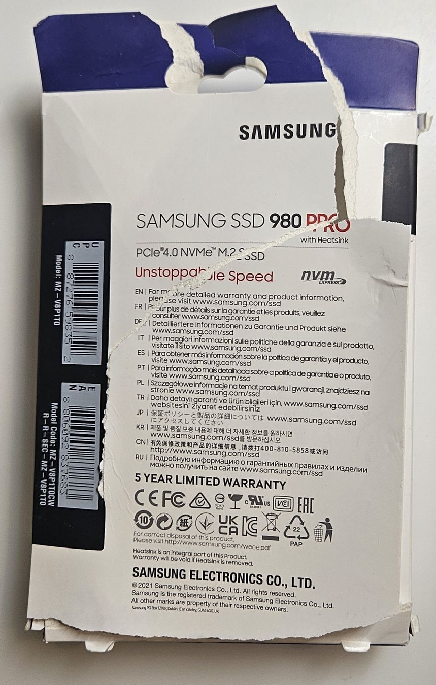 Samsung Dischi rigidi: Samsung 980 Pro 1TB M.2 SSD mit Heatsink – Nuovo (secondo la descrizione) da St. Gallen venduto da dar_7v8f 1