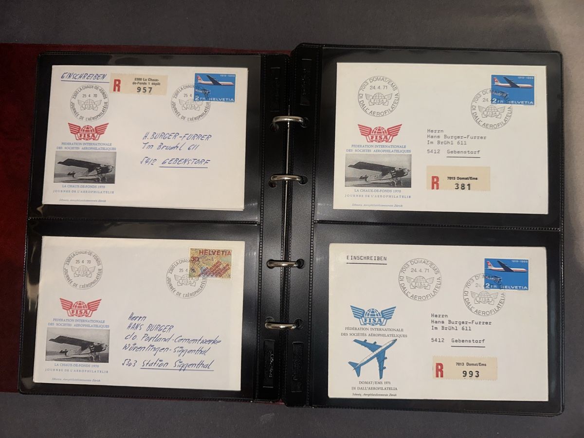 Alle Briefmarken: Flugbriefe Album Schweiz Luftpost Airmail – Gebraucht aus Stettfurt von 2442 2