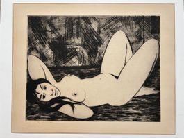 Gustav Stettler, Kaltnadelradierung „Liegender Akt“
