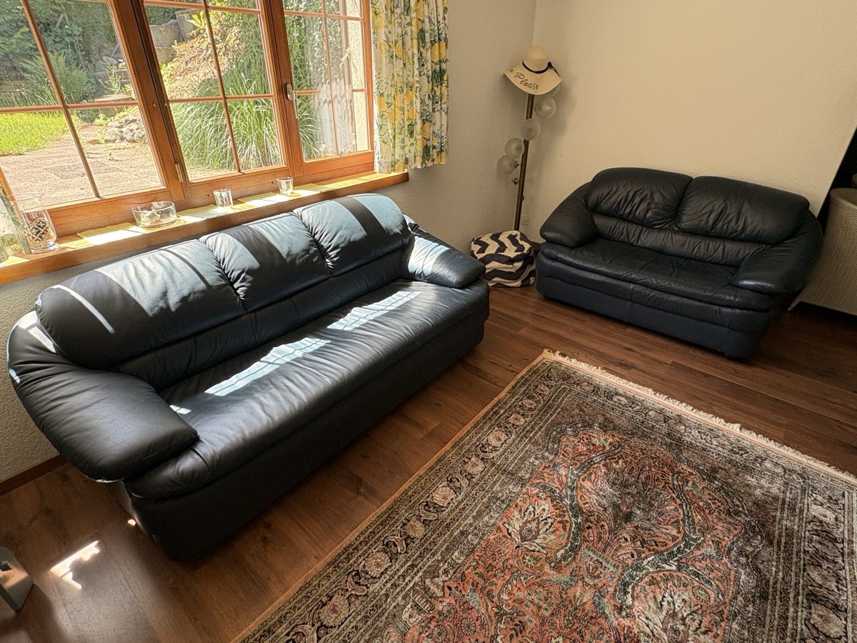 Sofas: Sofa 3-Plätzer und 2-Plätzer schwarz – Gebraucht aus Boswil von P18