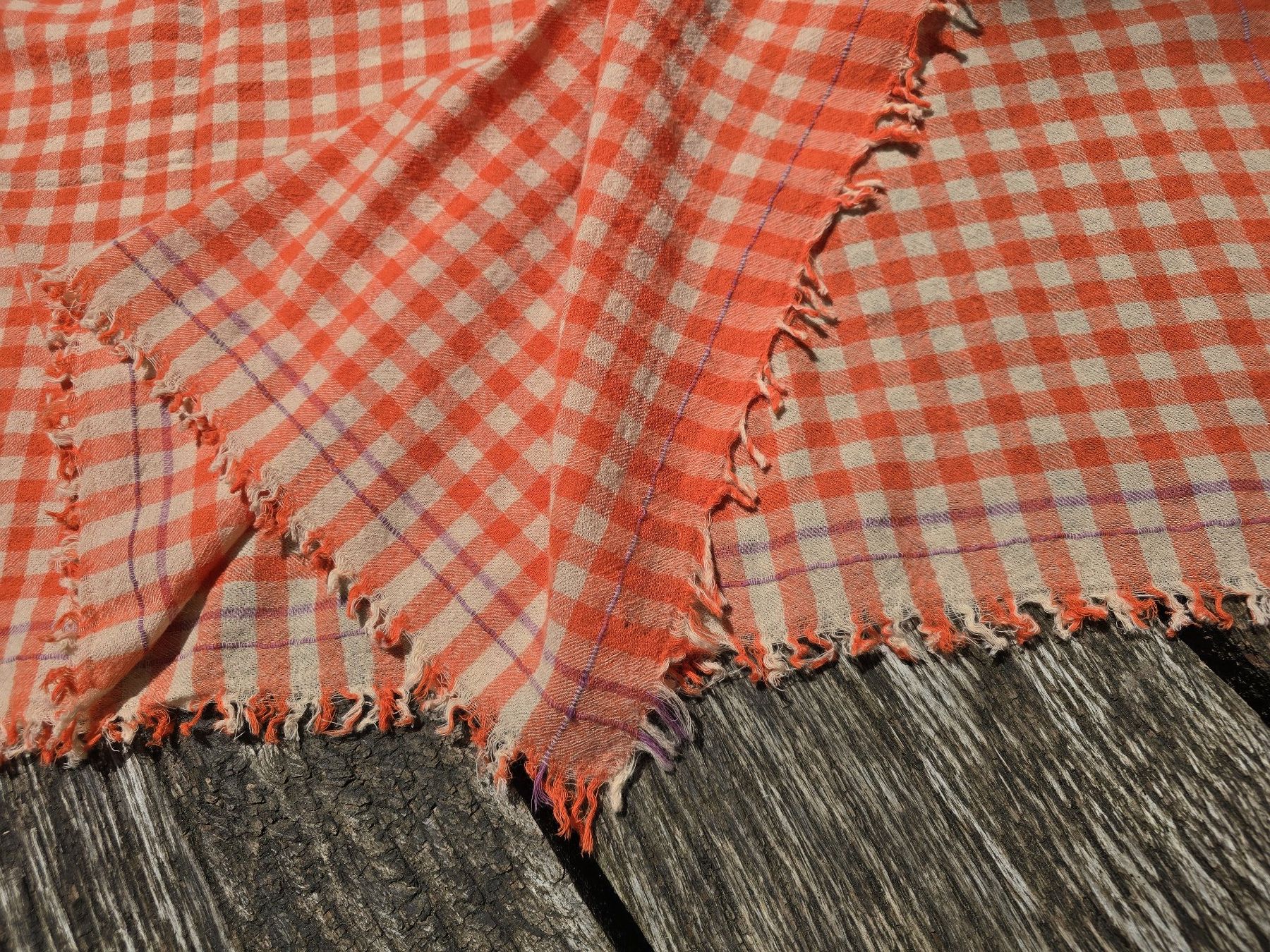 Foulard & Sciarpe: Kleidung: Schal Wolle orange kariert – Nuovo (secondo la descrizione) da Romanshorn venduto da Rachacha 1