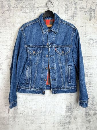VINTAGE LEVI'S LINED PLAID "701111-813" DENIM JACKET SZ: 40R