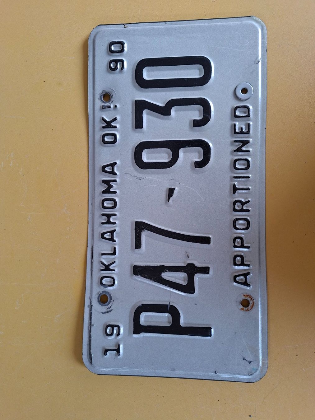 Insegne: Autoschild Oklahoma P47-930 Jg. 1990 Apportioned – Usato da Ehrendingen venduto da CHMEX 3