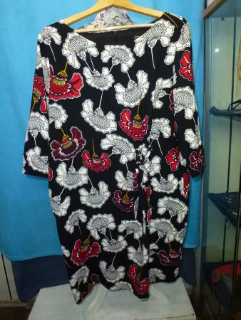 S OLIVER KLEID MIT TIEFSITZENDEM GÜRTEL GR XL HALBARM EDEL