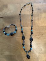Schmuckset Halskette Armband Lavastein Türkis