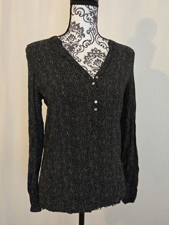 Chemisier Esprit noir à pois blancs