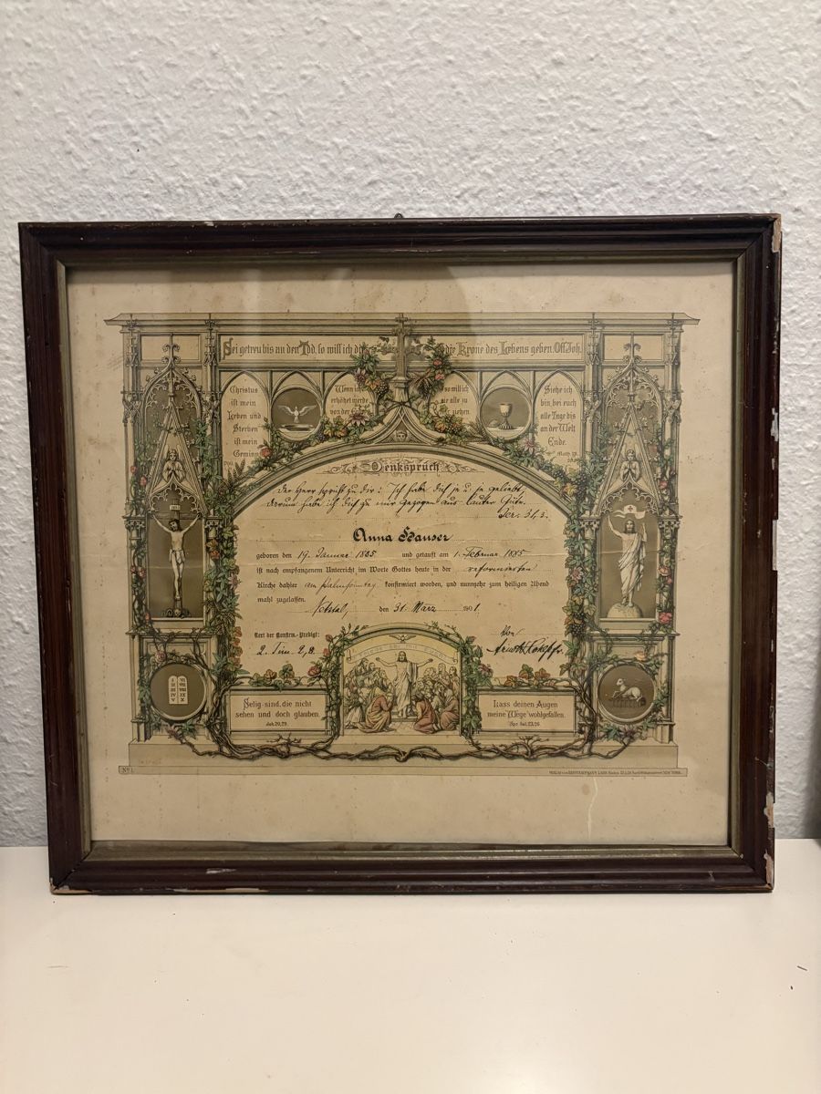 Documenti: Antikes religiöses Bild (1901) mit Rahmen – Usato da Berikon venduto da AntiqueMeant