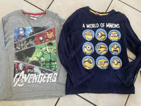 2 cooke Langarmshirts  Avengers Minions Gr.140