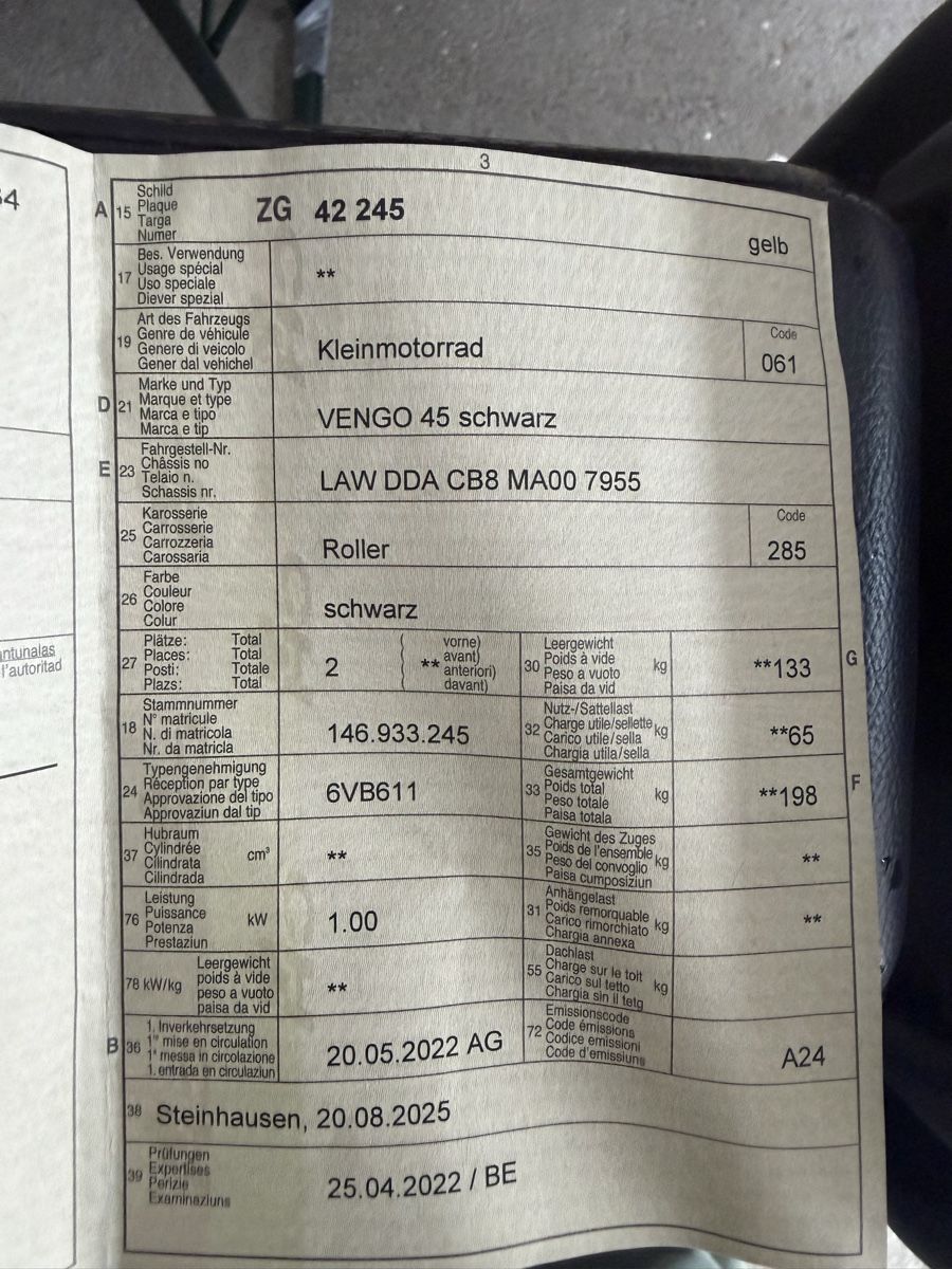 Scooter: E-Roller 45km/h Vengo Schwarz – Usato da Cham venduto da fab_6x75 5
