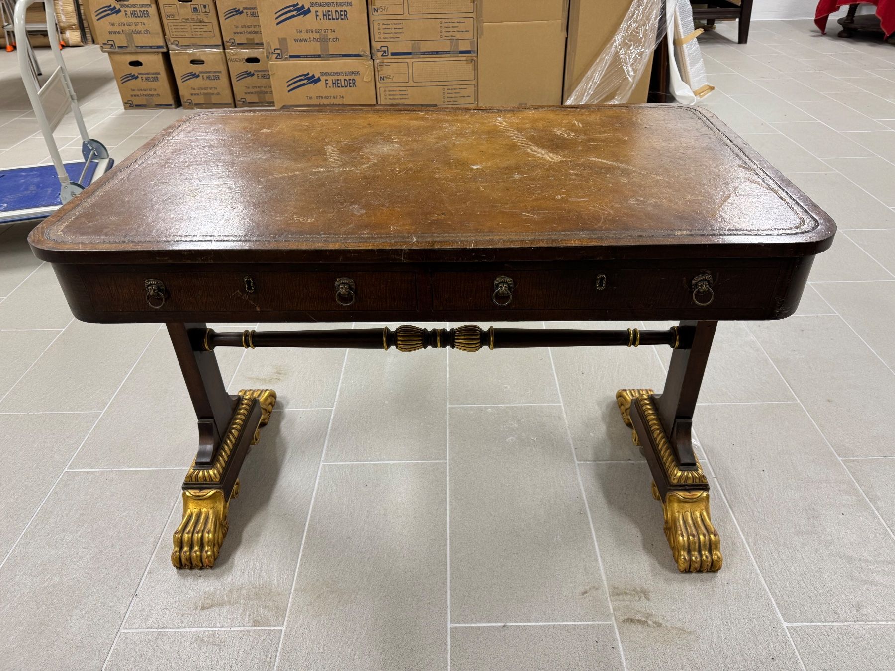 Tavoli: Superb George IV Burr Elm Library Table - – Usato da Oeschseite venduto da -Luxury-On-Line- 5
